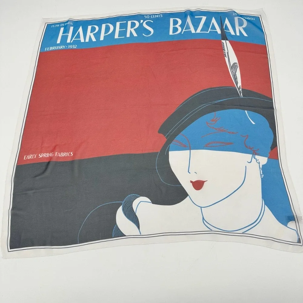 Vintage Harper's Bazaar February 1932 Paris Scarf Made in USA Art Deco